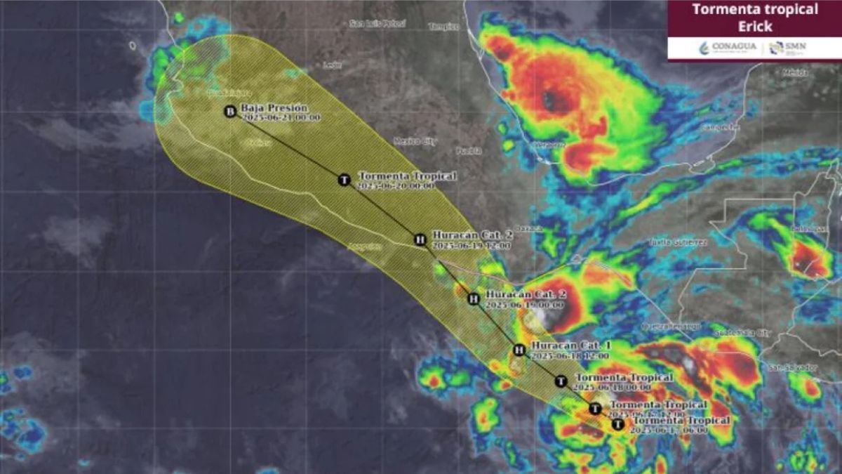 Mapa de territorio donde se desarrolla la Tormenta Tropical Erick